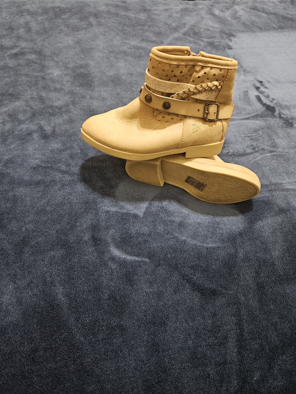 Blowfish Kids Tan Ankle Boots with Braided Strap